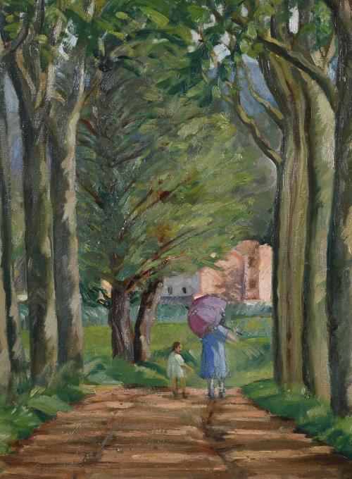 JACINT OLIVÉ FONT (1896-1967). "PATH IN THE FOREST".