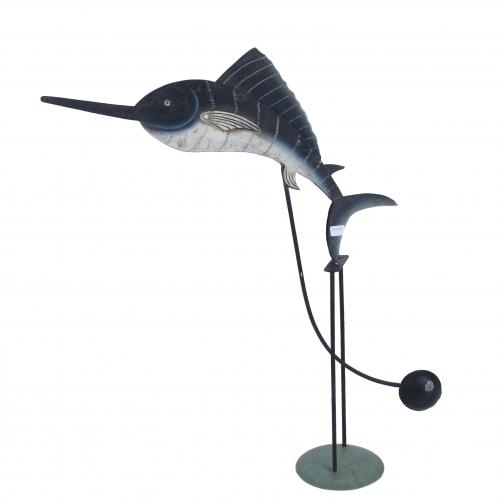 ROCKING PENDULUM IN THE SHAPE OF A SWORDFISH, MID 20TH CENT