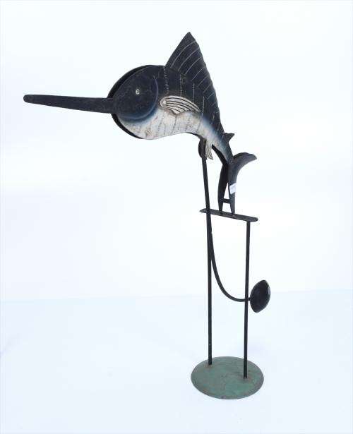 ROCKING PENDULUM IN THE SHAPE OF A SWORDFISH, MID 20TH CENT