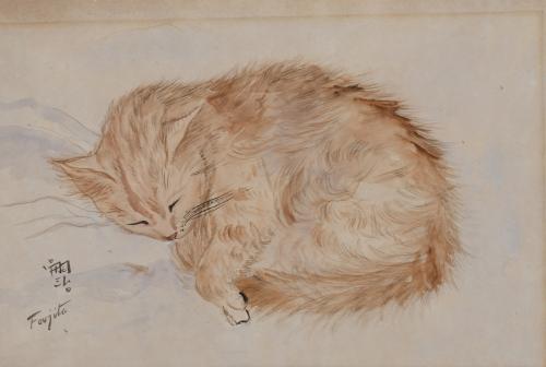 ATTRIBUTED TO TSUGUHARU FOUJITA (1886-1968). "CAT". 