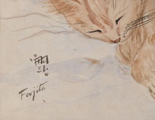 ATTRIBUTED TO TSUGUHARU FOUJITA (1886-1968). "CAT". 