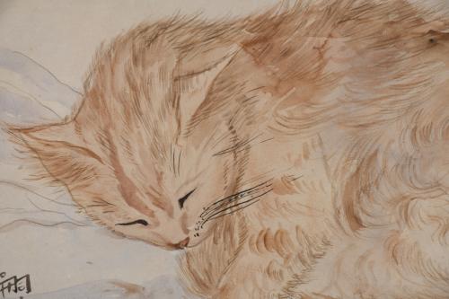 ATTRIBUTED TO TSUGUHARU FOUJITA (1886-1968). "CAT". 