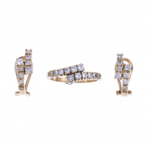 DIAMONDS RING AND EARRINGS SET.