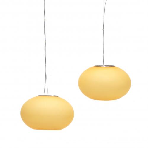 MARIO MENGOTTI & SERGIO PRANDINA. PAIR OF ITALIAN PENDANT CEILING LAMPS OVER PRANDINA.