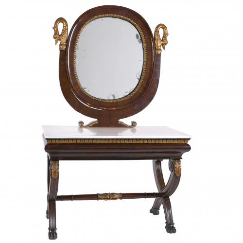 FERNANDINE CONSOLE WITH MIRROR, CIRCA 1820-1830.