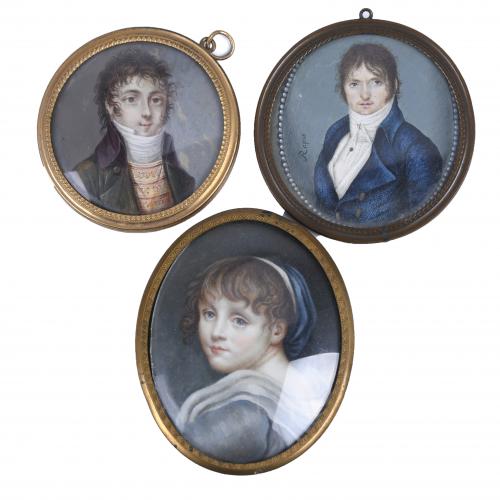 SECOND HALF OF 19TH CENTURY FRENCH SCHOOL. THREE MINIATURES.