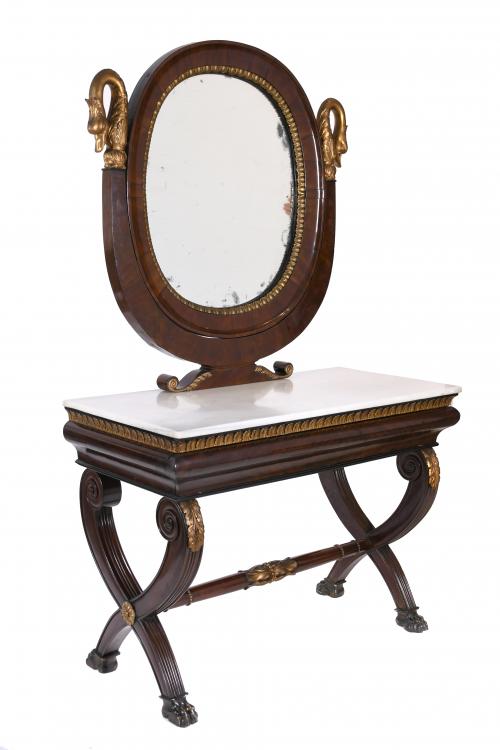 FERNANDINE CONSOLE WITH MIRROR, CIRCA 1820-1830.