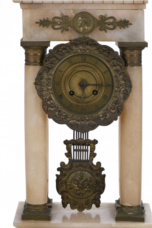 FRENCH TABLE CLOCK WITH DECORATION, LATE 19TH CENTURY-EARLY