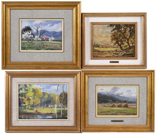 19TH-20TH CENTURY OLOT SCHOOL. Set of 4 landscapes.