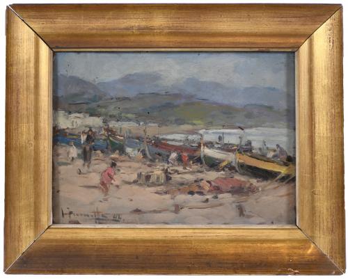 JOAQUIM TERRUELLA MATILLA (1891-1957). "BOATS ON THE BEACH"