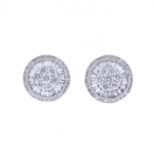 PENDIENTES ROSETONES DE DIAMANTES.