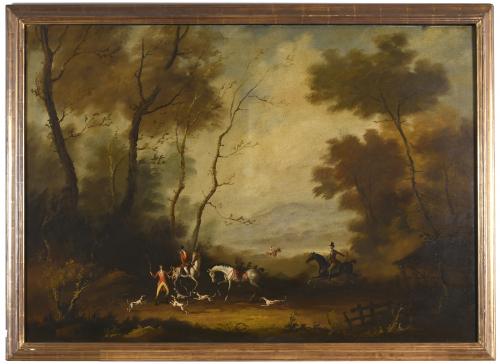 20TH CENTURY SPANISH OR ENGLISH SCHOOL. "HUNTING SCENE".