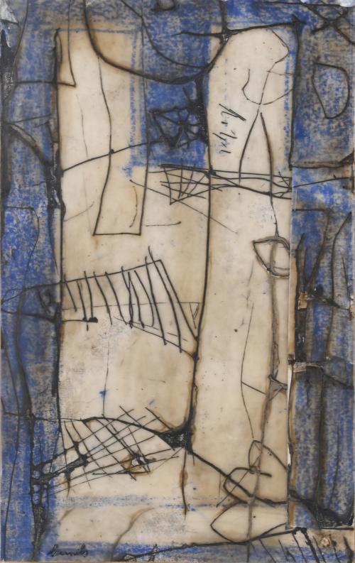 20TH CENTURY SPANISH SCHOOL. "COMPOSITION IN BLUE", 1992.