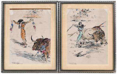 JOAQUIM TERRUELLA MATILLA (1891-1957). PAIR OF BULLFIGHTING SCENES.