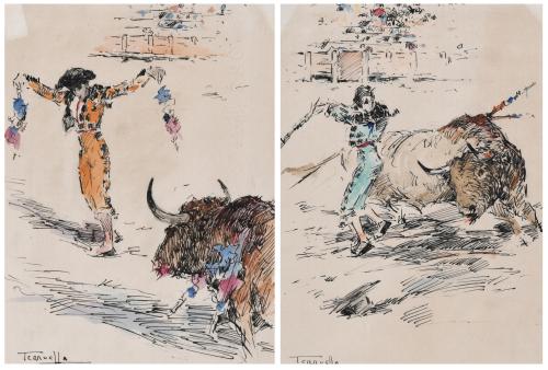 JOAQUIM TERRUELLA MATILLA (1891-1957). PAIR OF BULLFIGHTING