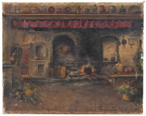 AURELI TOLOSA (1861-1938). "INTERIOR COCINA".