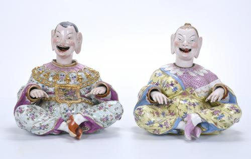 PAREJA DE FIGURAS DE PAGODAS ALEMANAS DE MEISSEN, SIGLO XIX