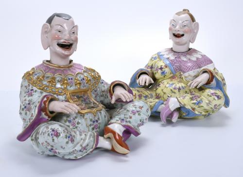 PAREJA DE FIGURAS DE PAGODAS ALEMANAS DE MEISSEN, SIGLO XIX