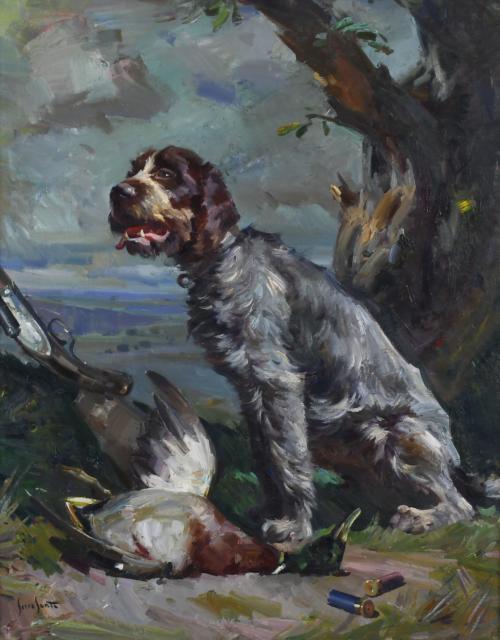 JOSEP SERRASANTA (1916-1998). "PERRO DE CAZA". 