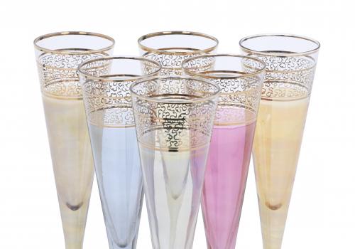 SET OF SIX CHAMPAGNE GLASSES, MID 20TH CENTURY.