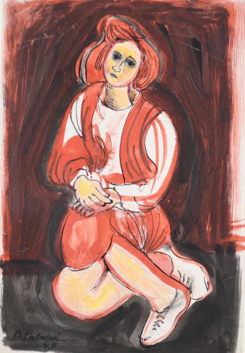 BENJAMÍN PALENCIA (1894-1980). "FIGURE IN RED", 1949.