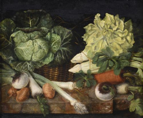 19TH CENTURY, SPANISH SCHOOL. "STILL LIFE WITH VEGETABLES".