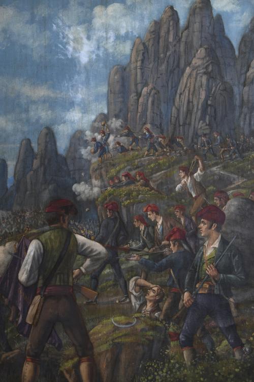 20TH CENTURY CATALAN SCHOOL. "THE BATTLE OF EL BRUC".