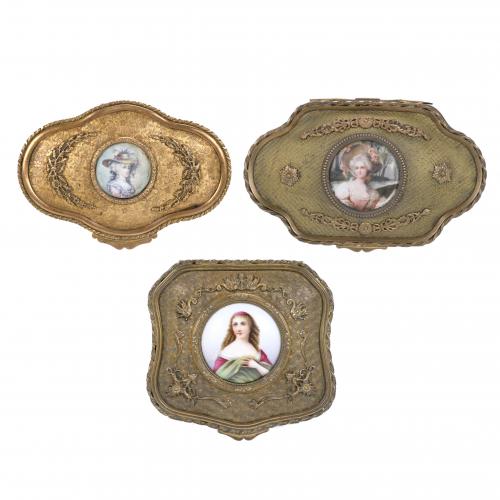 THREE FRENCH JEWELLERY BOXES, LATE 19TH CENTURY.