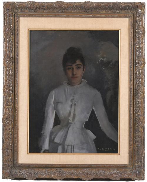 RAMÓN CASAS Y CARBÓ (1866-1932). "RETRATO DE LA SEÑORA CARB