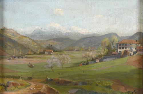 JOSEP PUJOLL RIPOLL (1905-1987). "OLOT LANDSCAPE", 1941.