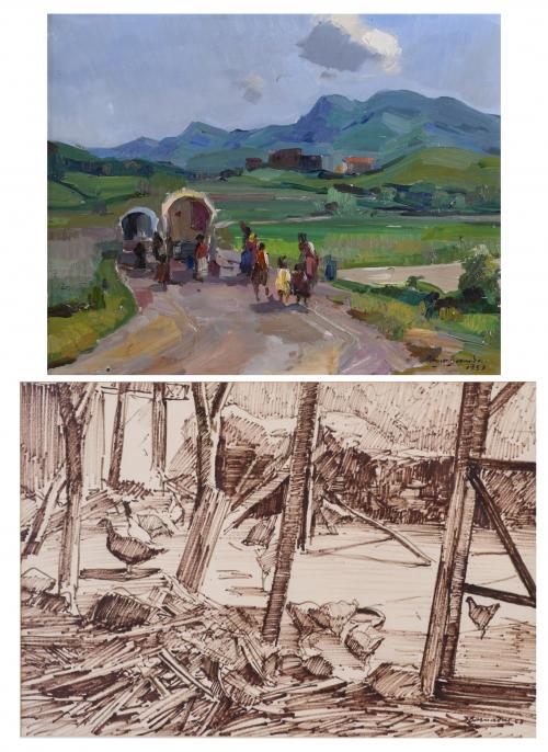 RAMON BARNADAS (1909/15-1981). "LANDSCAPE" and "CORRAL", 1957 and 1968.