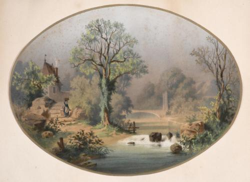 LOUIS ÉMILE DARDOIZE (1826-1901). OVAL LANDSCAPES.