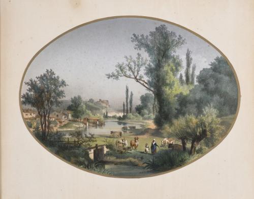 LOUIS ÉMILE DARDOIZE (1826-1901). OVAL LANDSCAPES.