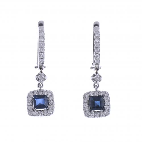 PENDIENTES DE DIAMANTES Y ZAFIROS.