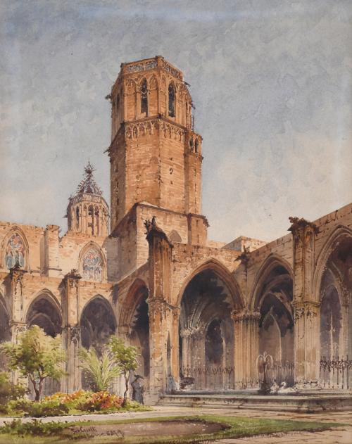 ESCUELA CATALANA SIGLO XIX. "CATEDRAL DE BARCELONA", 1879.