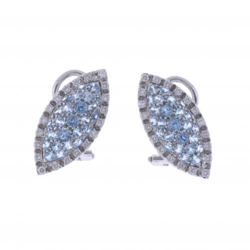 PENDIENTES NAVETTE CON TOPACIOS Y DIAMANTES.