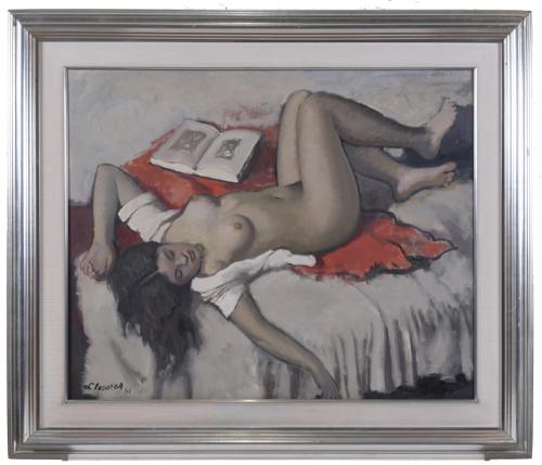 FREDERIC LLOVERAS HERRERA (1912-1983). "GIRL LYING DOWN", 1