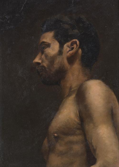 ESCUELA CATALANA, SIGLO XIX. "RETRATO ACADÉMICO MASCULINO".