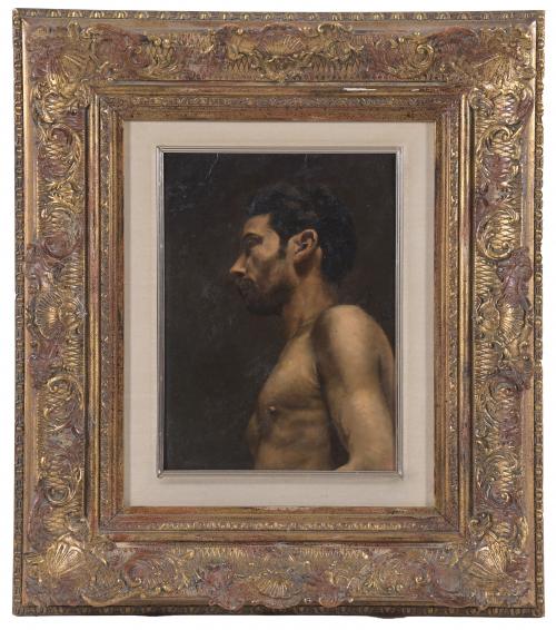 ESCUELA CATALANA, SIGLO XIX. "RETRATO ACADÉMICO MASCULINO".