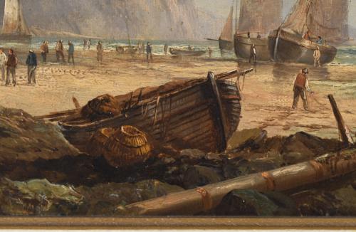 JOHN JAMES WILSON (1818-1875). "BOATS ON THE SHORE".