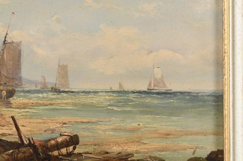 JOHN JAMES WILSON (1818-1875). "BOATS ON THE SHORE".