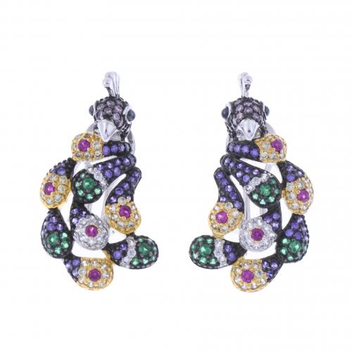 PEACOCK-SHAPED EARRINGS.