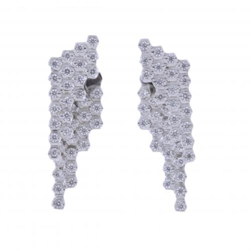 HIVE-SHAPED EARRINGS WITH ZIRCONS.