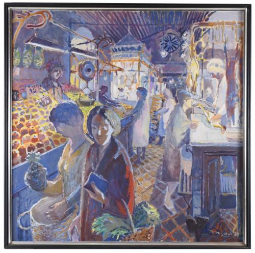 RAMÓN MOSCARDÓ (1953).  "MERCADO DE LA BOQUERÍA", 1978.