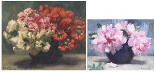 GENÍS CAPDEVILA PUIG (1860-1932). PAIR OF FLORAL STILL LIFE