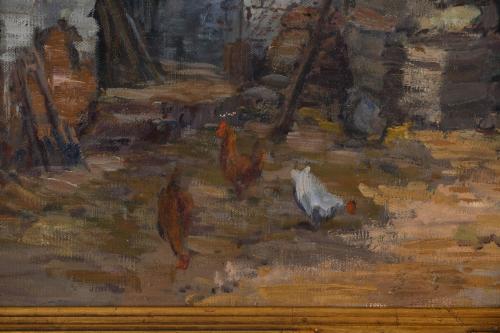 C.R. LARRAMENDI (19TH-20TH CENTURY). "COURTYARD WITH HENS".