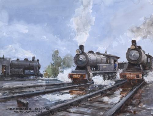 CEFERINO OLIVÉ (1907-1995). "TRENES", 1988.