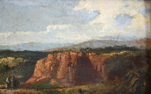 FRANCESC TORRESCASSANA (1845-1918). "PAISAJE CON FIGURAS".