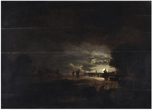 SIGUIENDO MODELOS DE AERT I VAN DER NEER (1603-1677). "PAISAJE NOCTURNO".