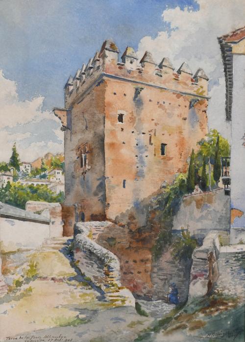 BONAVENTURA POLLES VIVO (1857-1919). "TORRE DE LOS PICOS, ALHAMBRA", 1901.